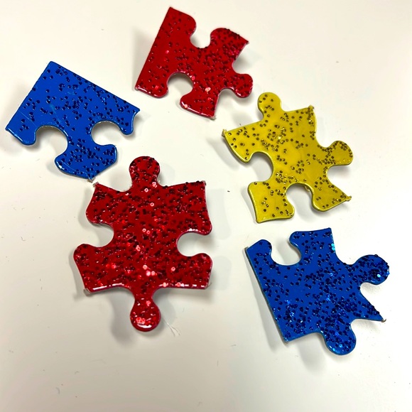 Hand Crafted Art 5 Puzzle Piece Autism Pins Poshmark